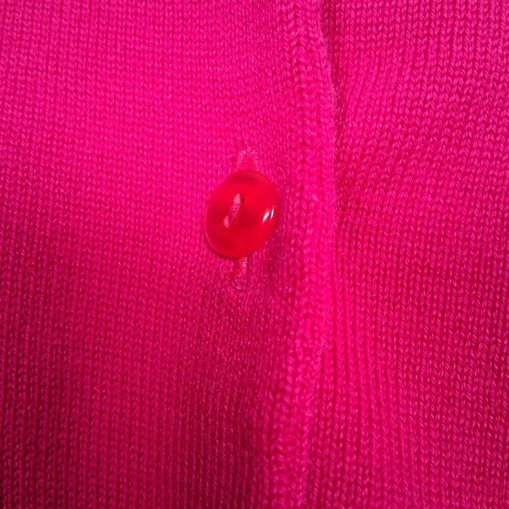 Vintage Talbots Cardigan Sweater Large Pink Magenta Cotton Button Up Italy - Picture 10 of 13